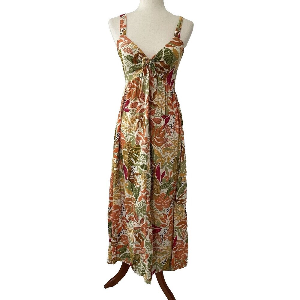 Goa by Japna Yellow Green Tropical Maxi Dress Women S Vacation Beach Babydoll